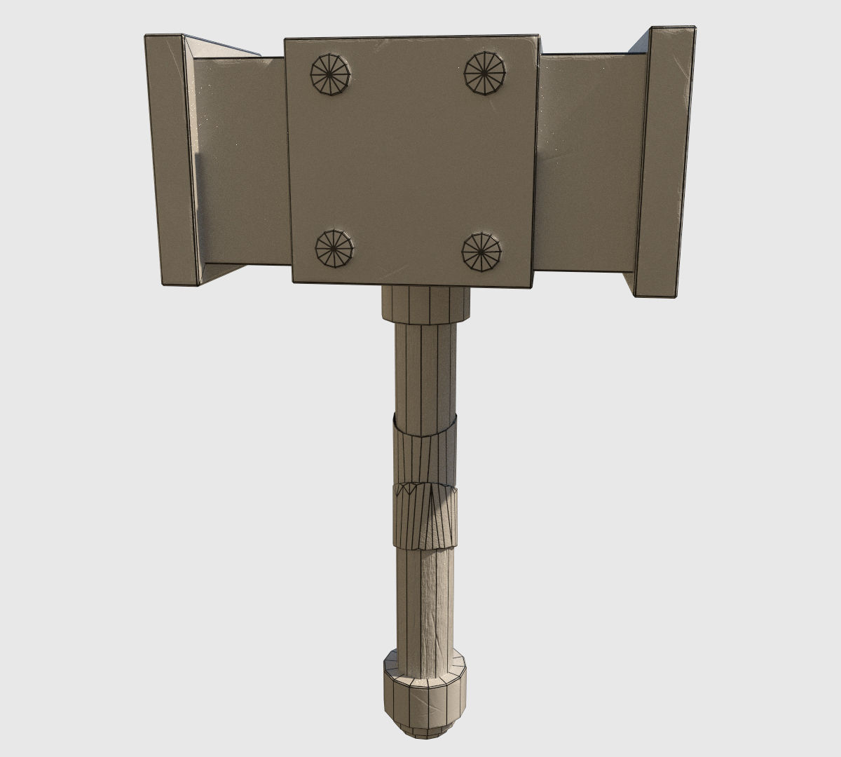 Fantasy Hammer Low-poly 3D model_4