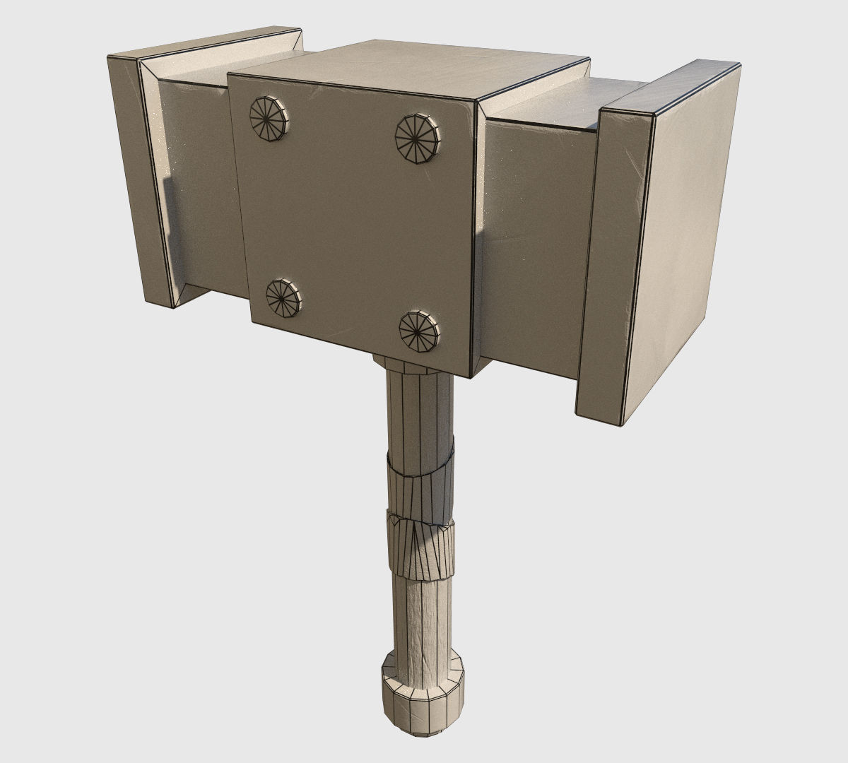 Fantasy Hammer Low-poly 3D model_2