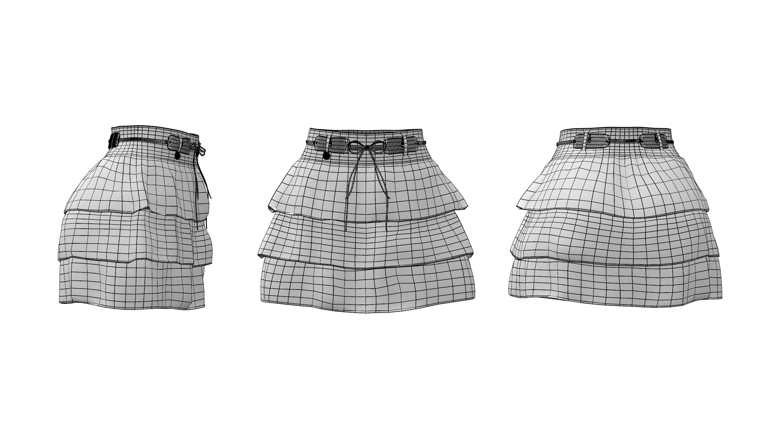 Black Mini Skirt With Belt Low-poly 3D model_3