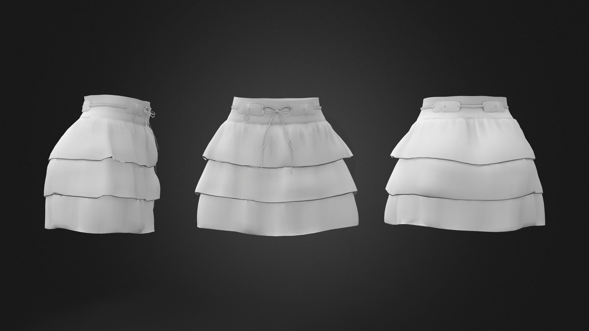 Black Mini Skirt With Belt Low-poly 3D model_4