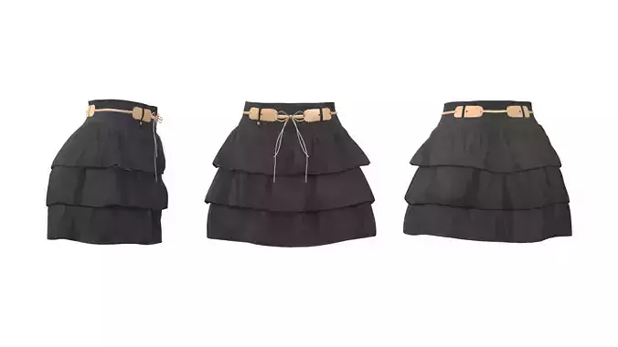 Black Mini Skirt With Belt Low-poly 3D model Black Mini Skirt With Belt Low-poly 3D model