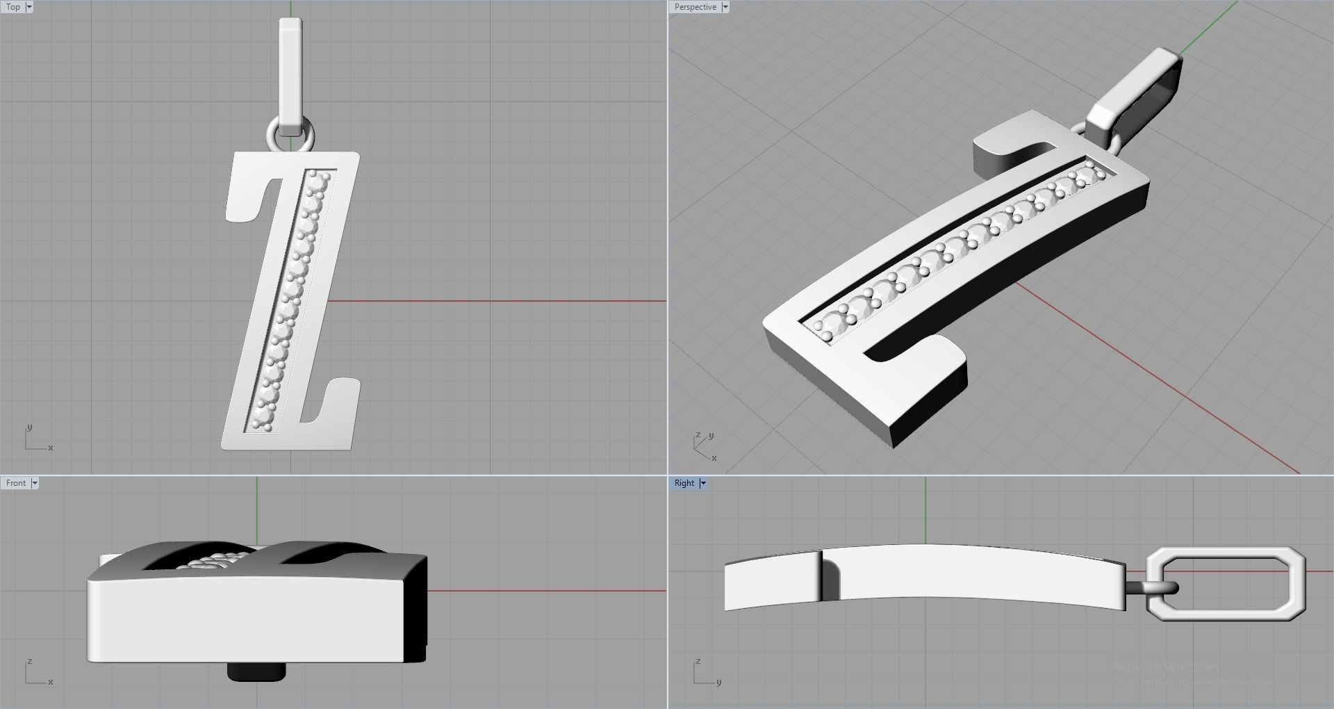 Z SCRIPT DIAMOND PENDANT 3D print model_6