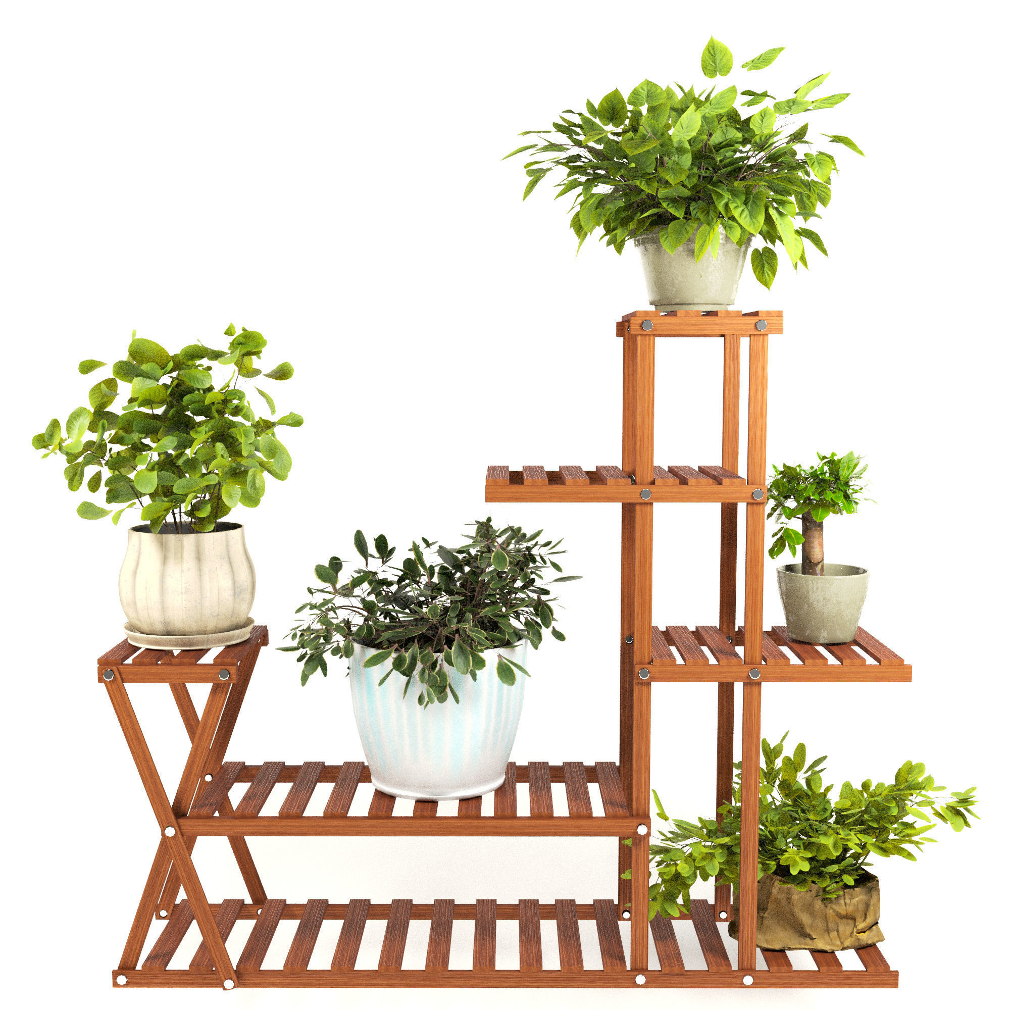 50 Plants Pack Stands Pots 3D model_2