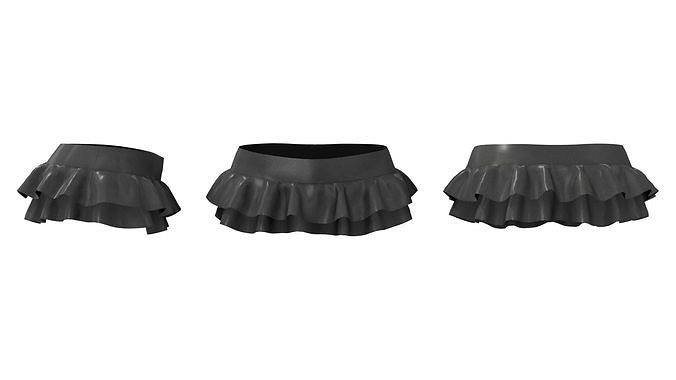 Double Ruffle Micro Mini Skirt Low-poly 3D model
