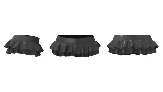 Double Ruffle Micro Mini Skirt Low-poly 3D model