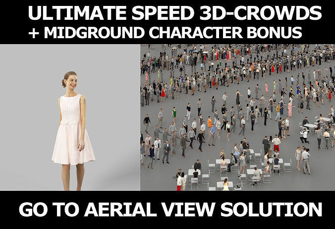 3d crowds Aspiration midground casual walking woman 3D Model Collection