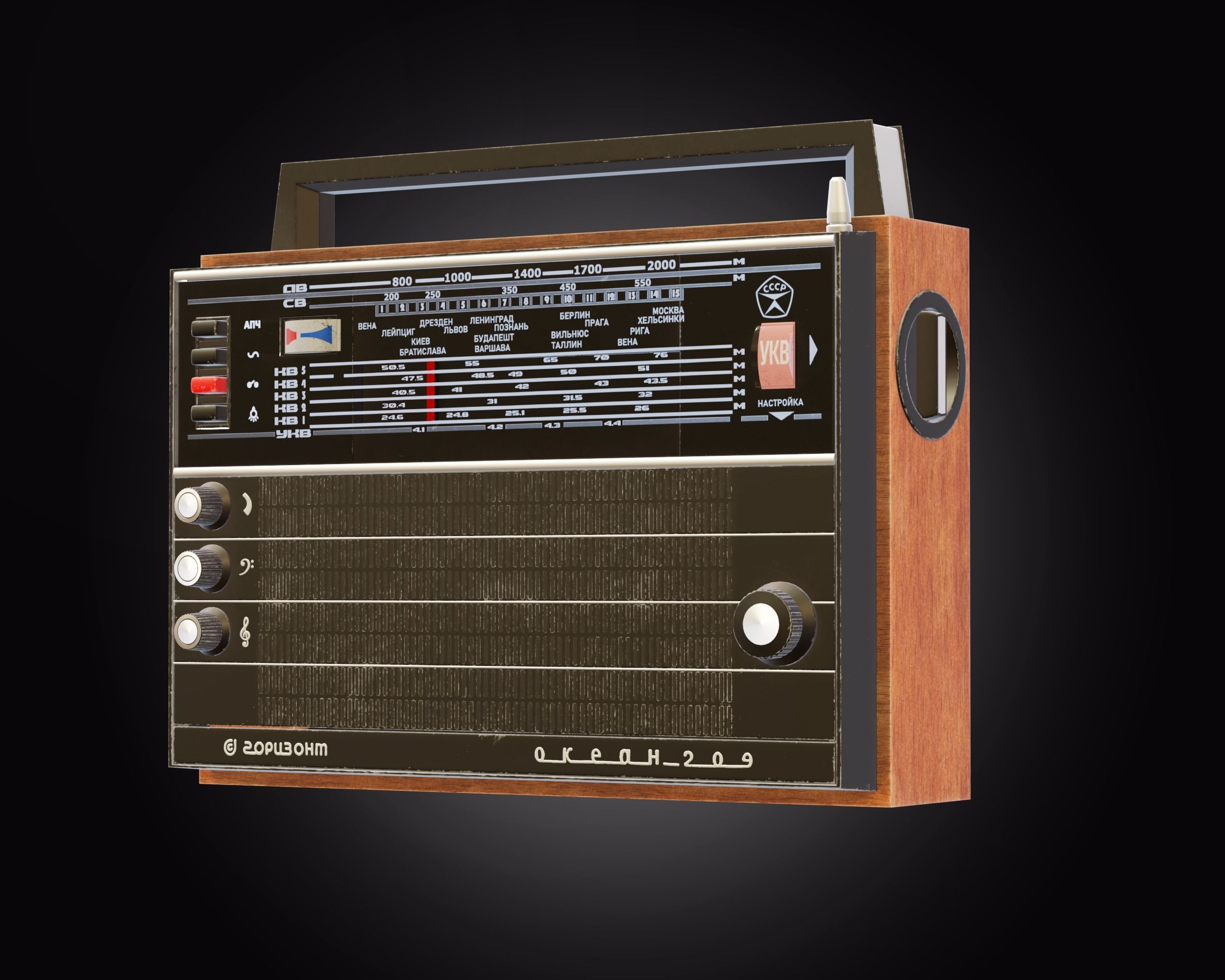 Soviet Radio Ocean-209 Low-poly 3D model_0