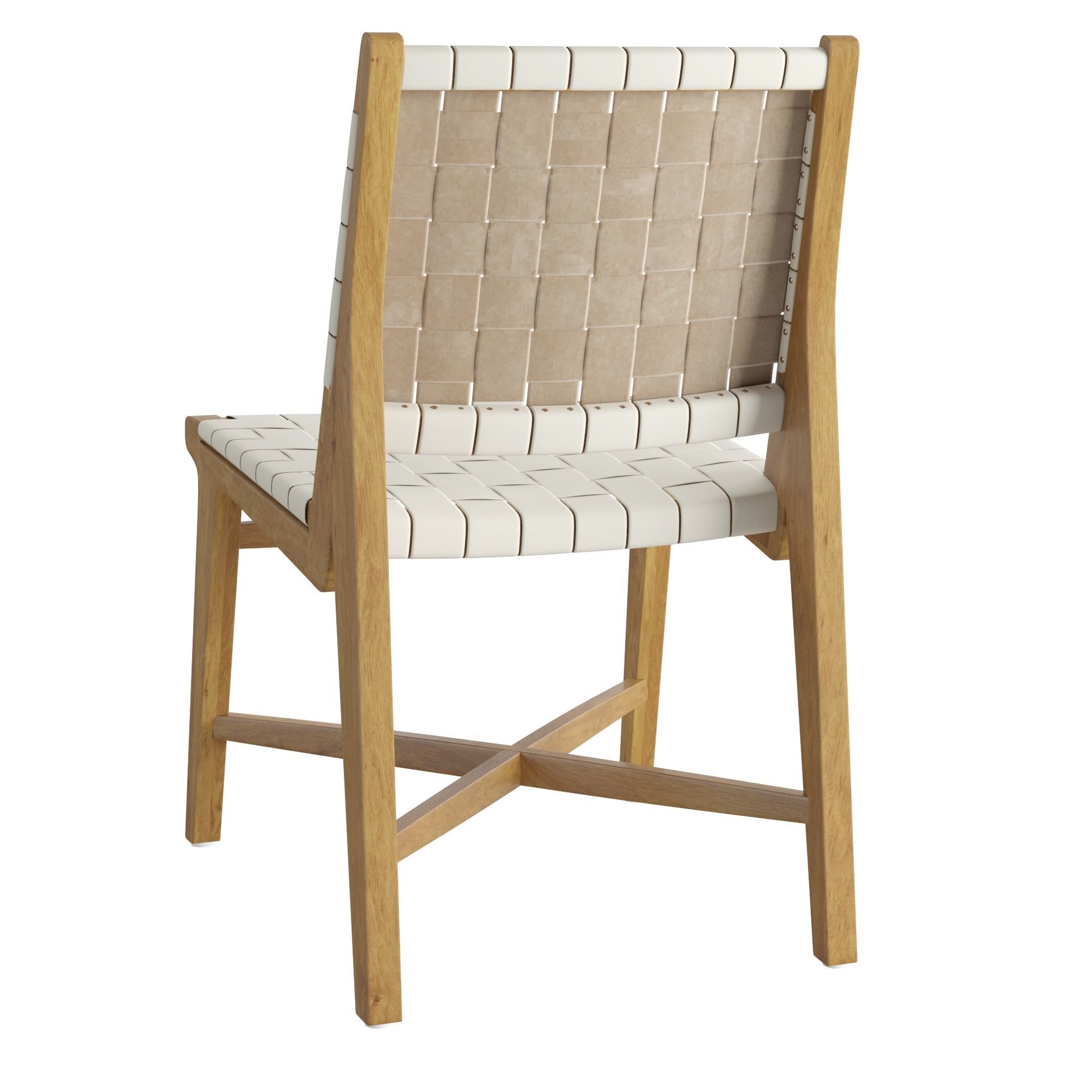 Taj White Woven Leather Dining Chair 3D model_2