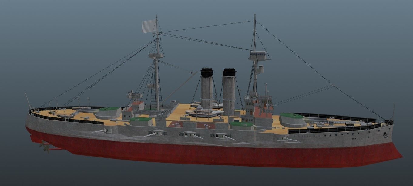 BattleShip british warship - british warship Low-poly 3D model_9