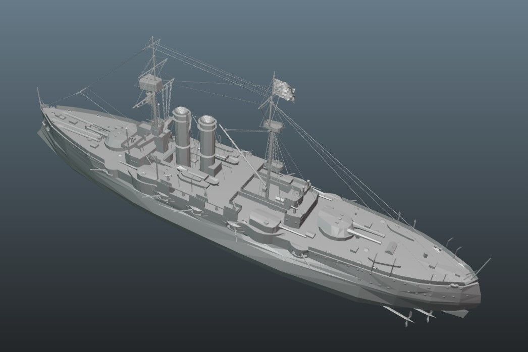 BattleShip british warship - british warship Low-poly 3D model_14