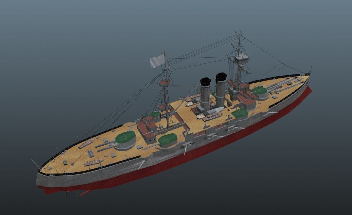 BattleShip british warship - british warship Low-poly 3D model_3