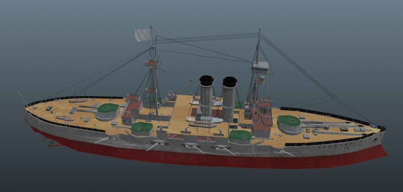 BattleShip british warship - british warship Low-poly 3D model_17