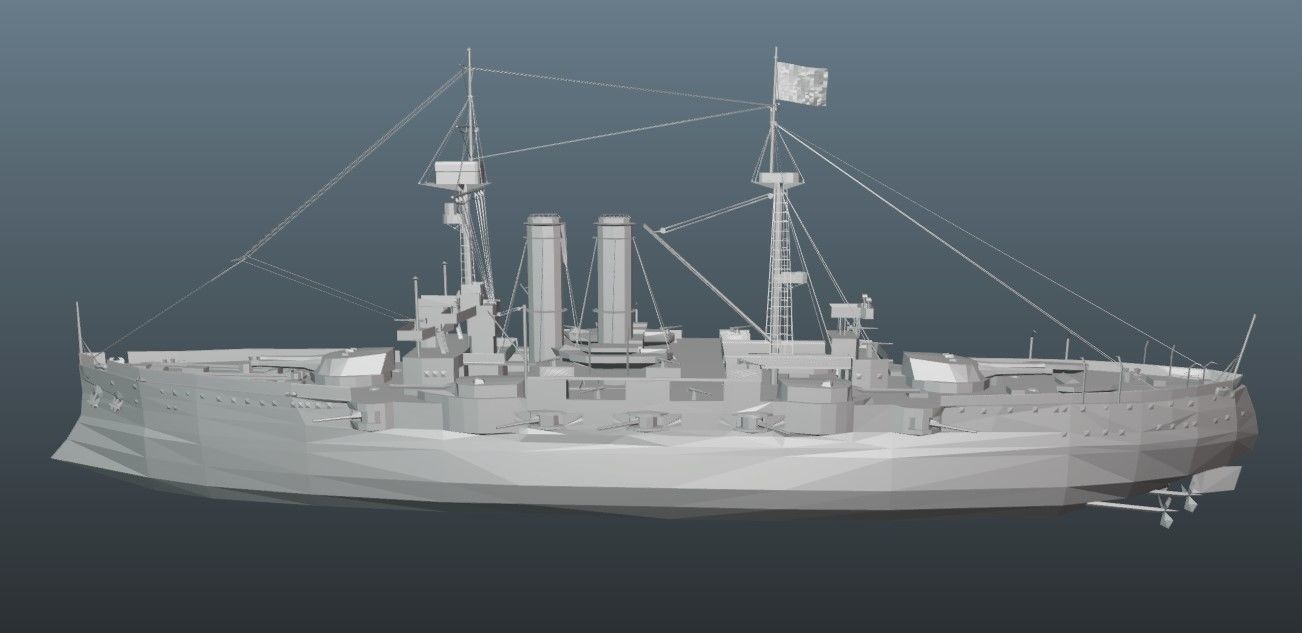 BattleShip british warship - british warship Low-poly 3D model_21