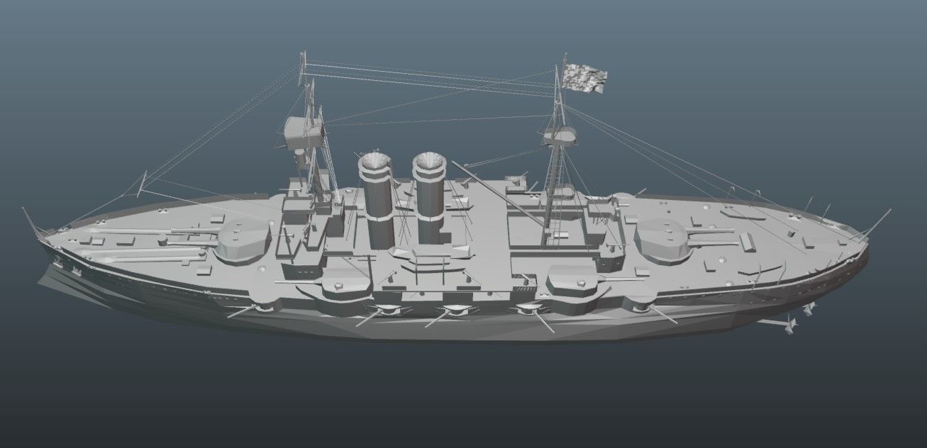 BattleShip british warship - british warship Low-poly 3D model_22