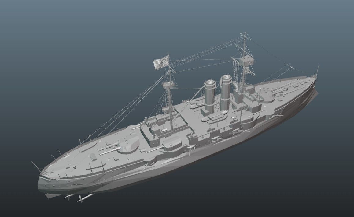 BattleShip british warship - british warship Low-poly 3D model_13
