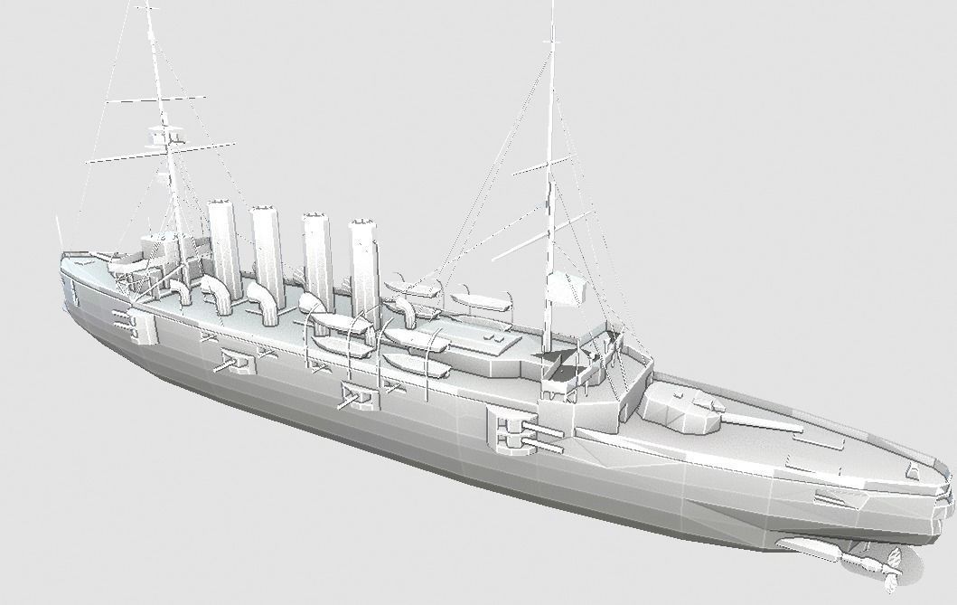 BattleShip warship Low-poly 3D model_10