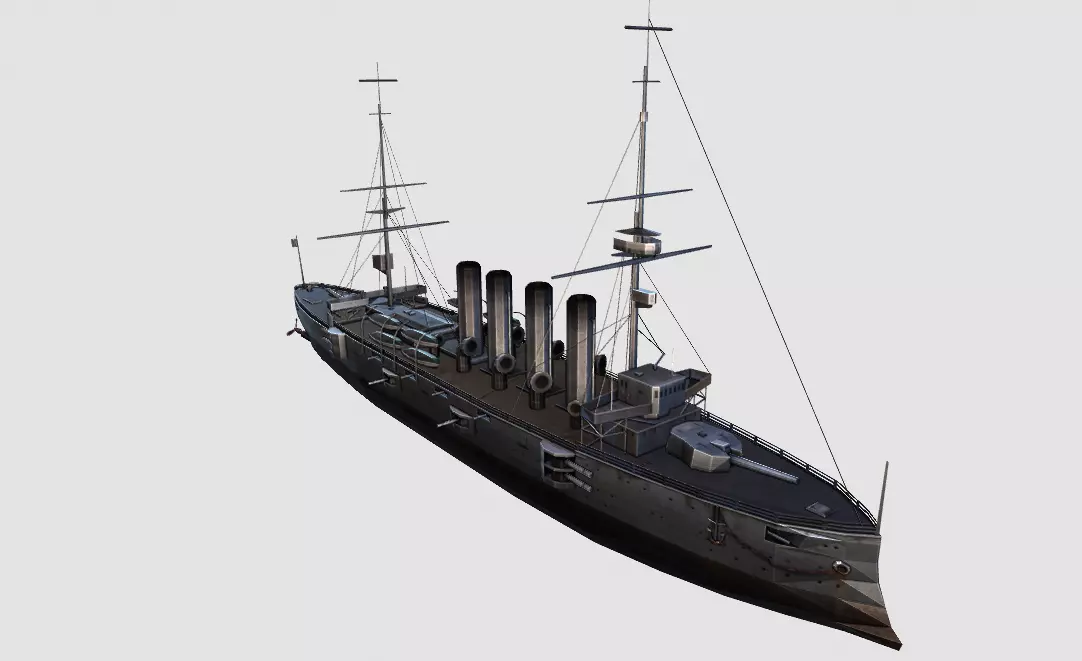 BattleShip warship Low-poly 3D model_0
