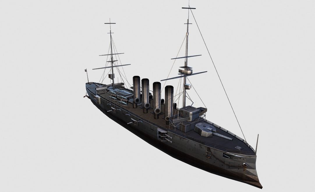 BattleShip warship Low-poly 3D model_5