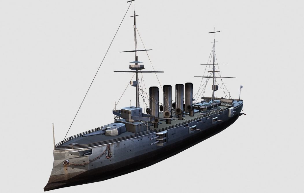 BattleShip warship Low-poly 3D model_1