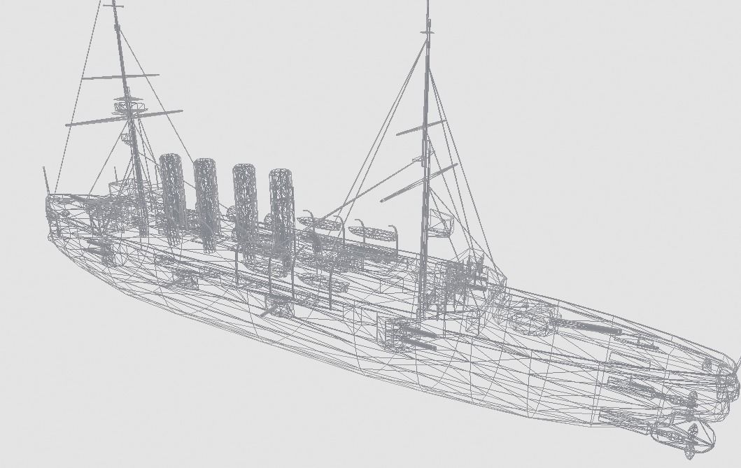 BattleShip warship Low-poly 3D model_11