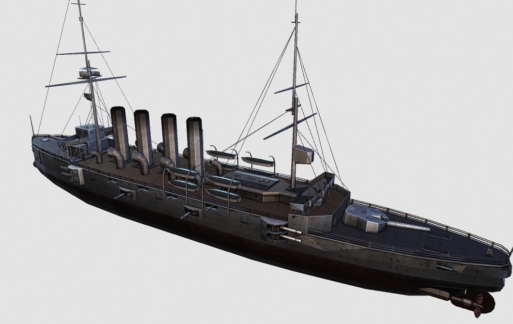 BattleShip warship Low-poly 3D model_2