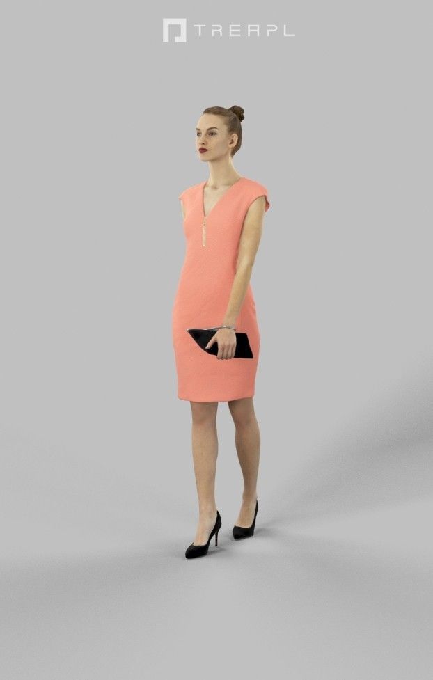 3d  crowds and Beauty a foreground elegant walking woman  3D Model Collection_17