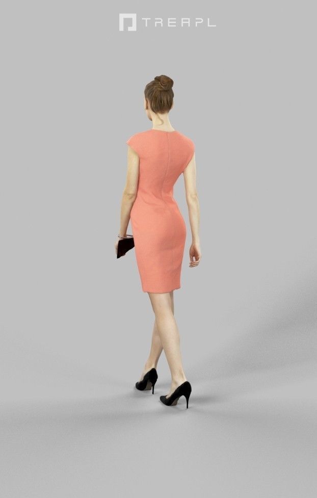 3d  crowds and Beauty a foreground elegant walking woman  3D Model Collection_16