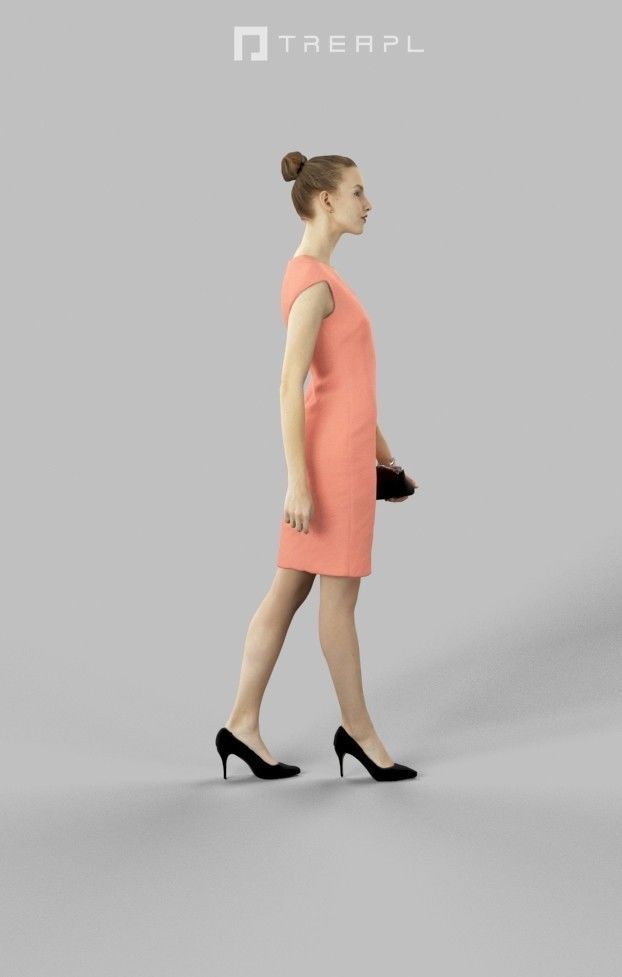 3d  crowds and Beauty a foreground elegant walking woman  3D Model Collection_12