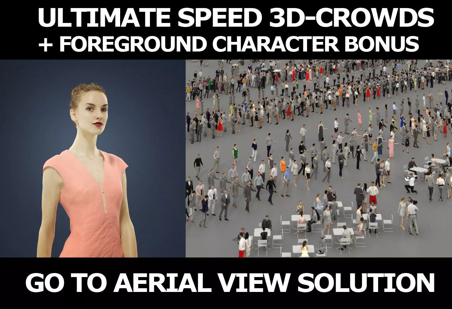 3d  crowds and Beauty a foreground elegant walking woman  3D Model Collection_0