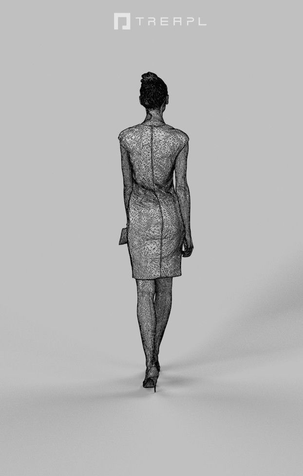 3d  crowds and Beauty a foreground elegant walking woman  3D Model Collection_19