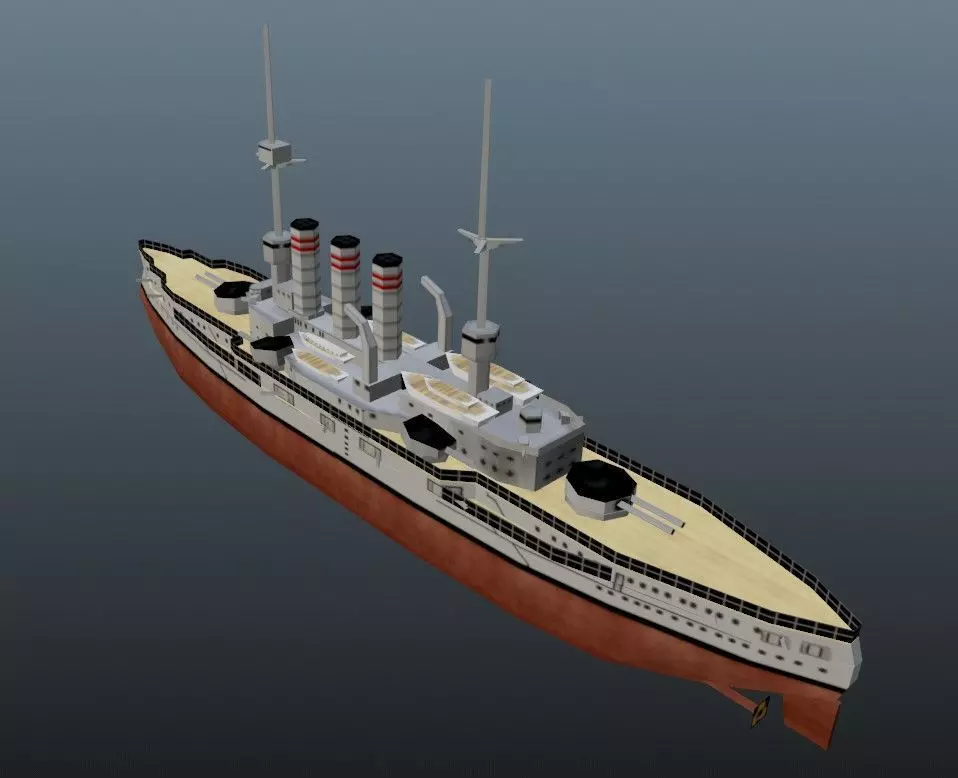 BattleShip Low-poly 3D model_0