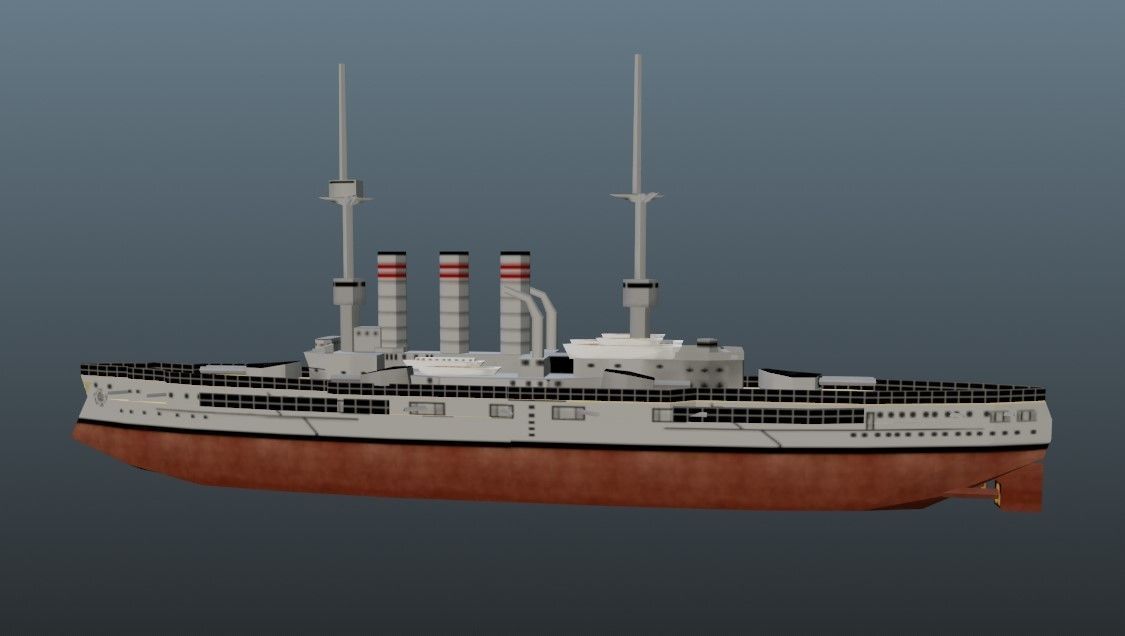 BattleShip Low-poly 3D model_9