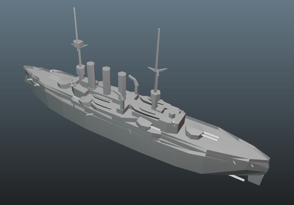 BattleShip Low-poly 3D model_4