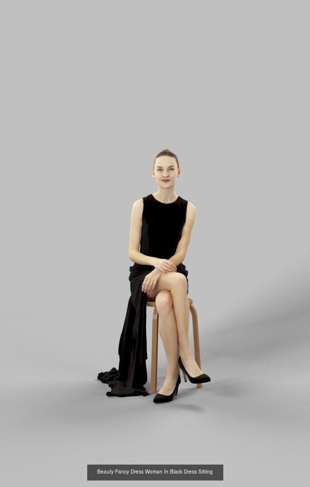 3d people crowds and a midground Beauty elegant sitting woman 3D Model Collection_1