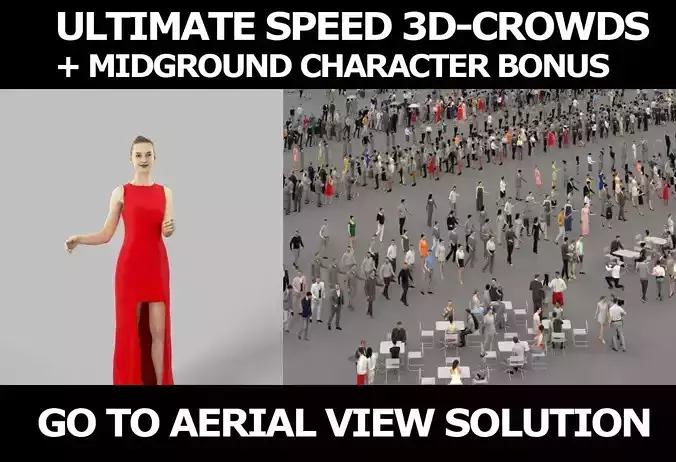 3d crowds midground Beauty elegant pointing event woman  3D Model Collection