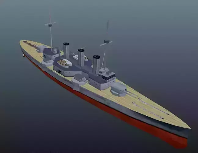 BattleShip german Low-poly 3D model