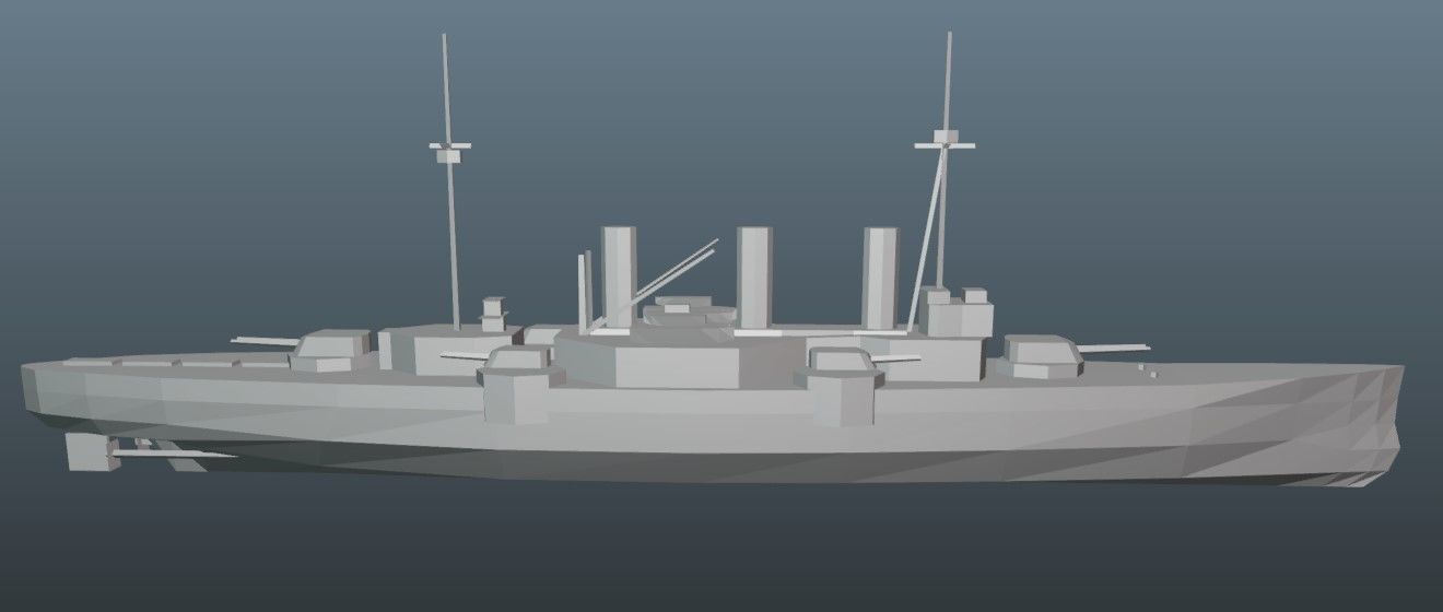 BattleShip warship Low-poly 3D model_15