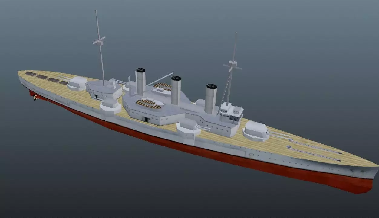 BattleShip warship Low-poly 3D model_0
