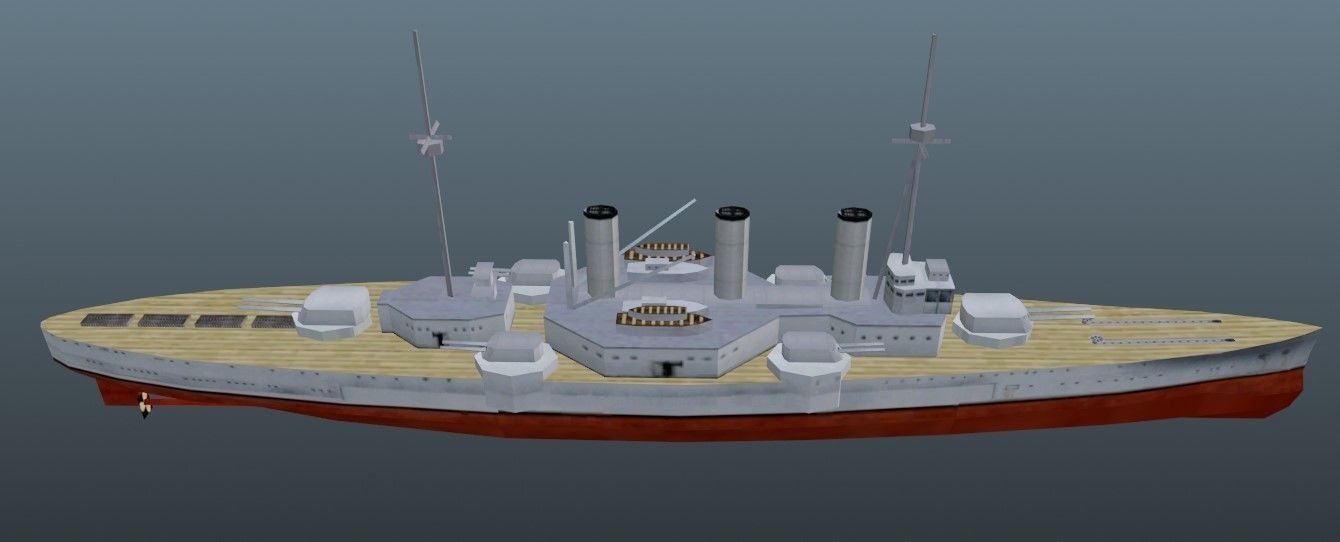 BattleShip warship Low-poly 3D model_7