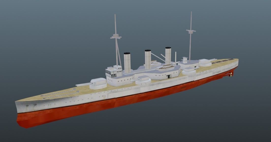 BattleShip warship Low-poly 3D model_2