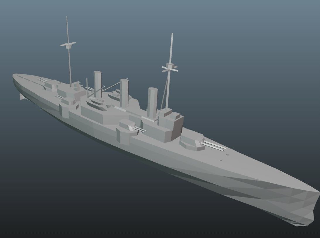 BattleShip warship Low-poly 3D model_23