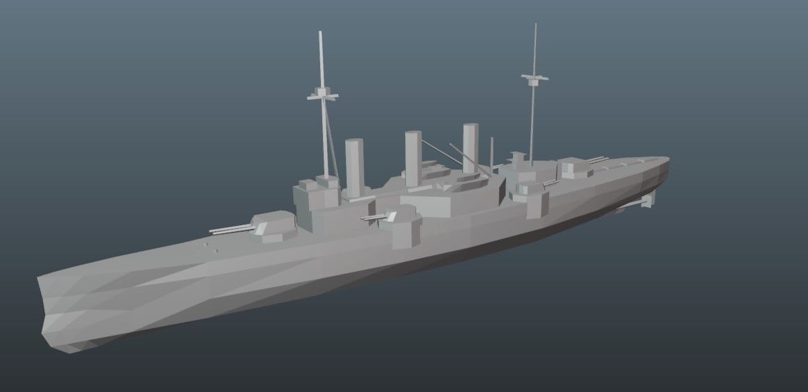BattleShip warship Low-poly 3D model_19
