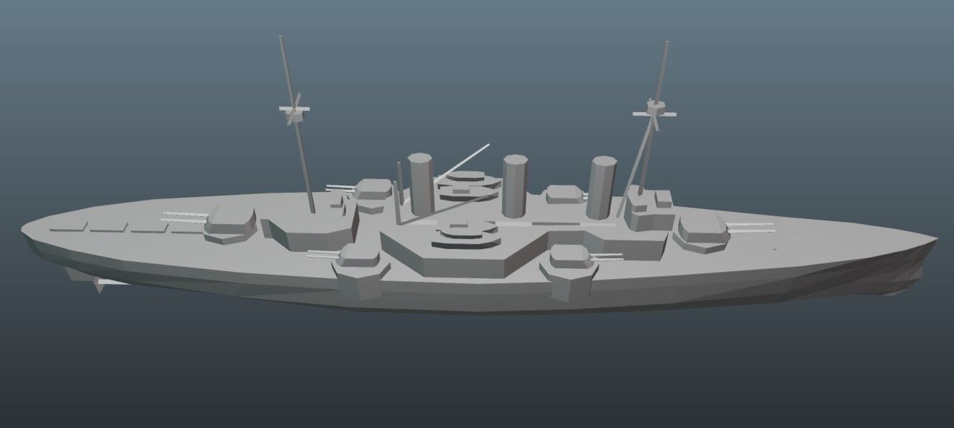 BattleShip warship Low-poly 3D model_14