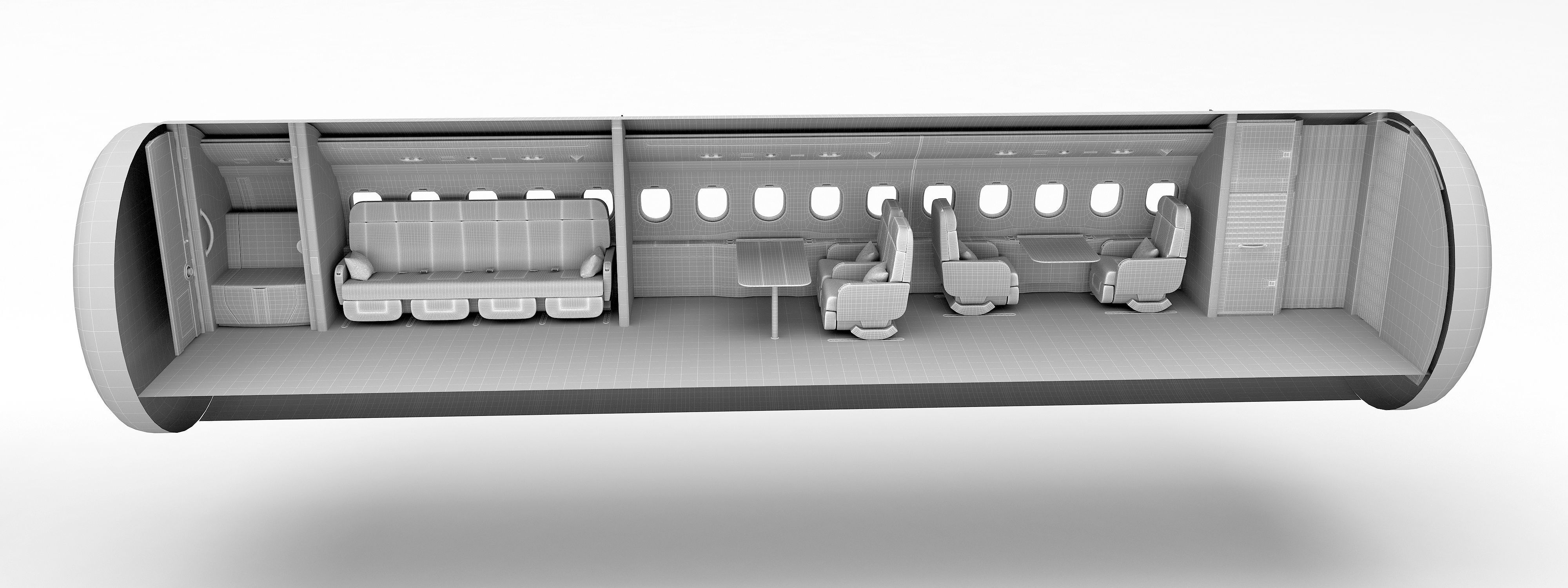 Buisiness jet interior 3D model_11