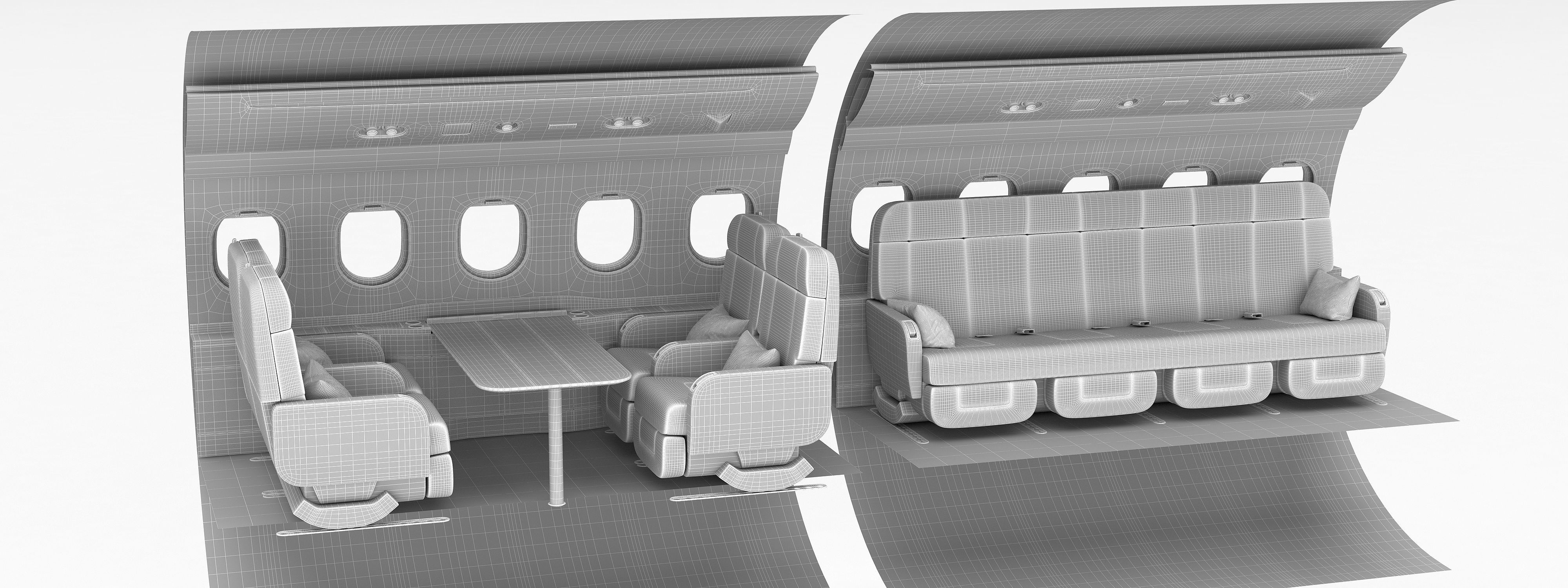 Buisiness jet interior 3D model_16