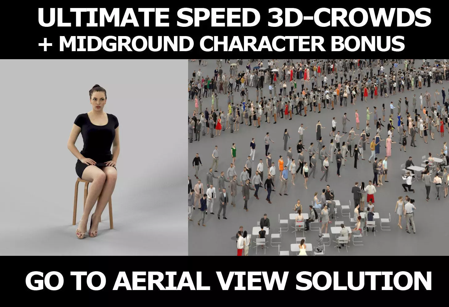 3d crowds and midground Dream audience sitting woman 3D Model Collection_0