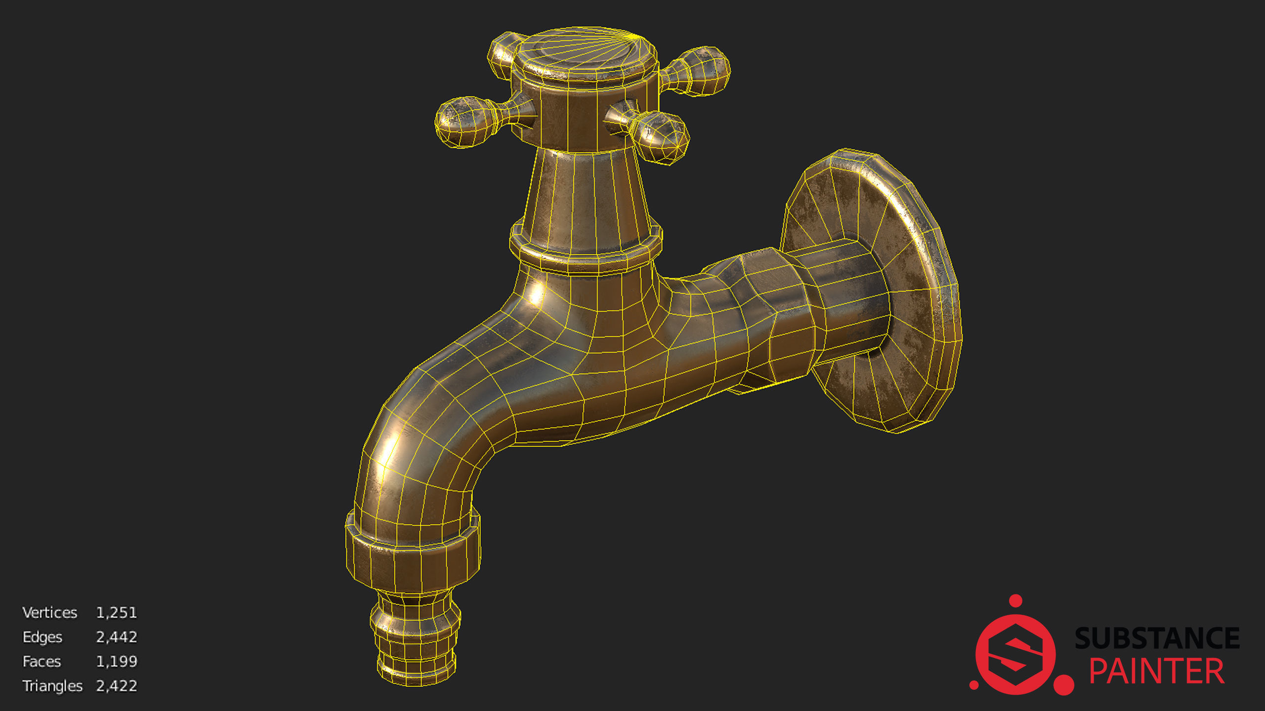 Golden Faucet 3D model_7