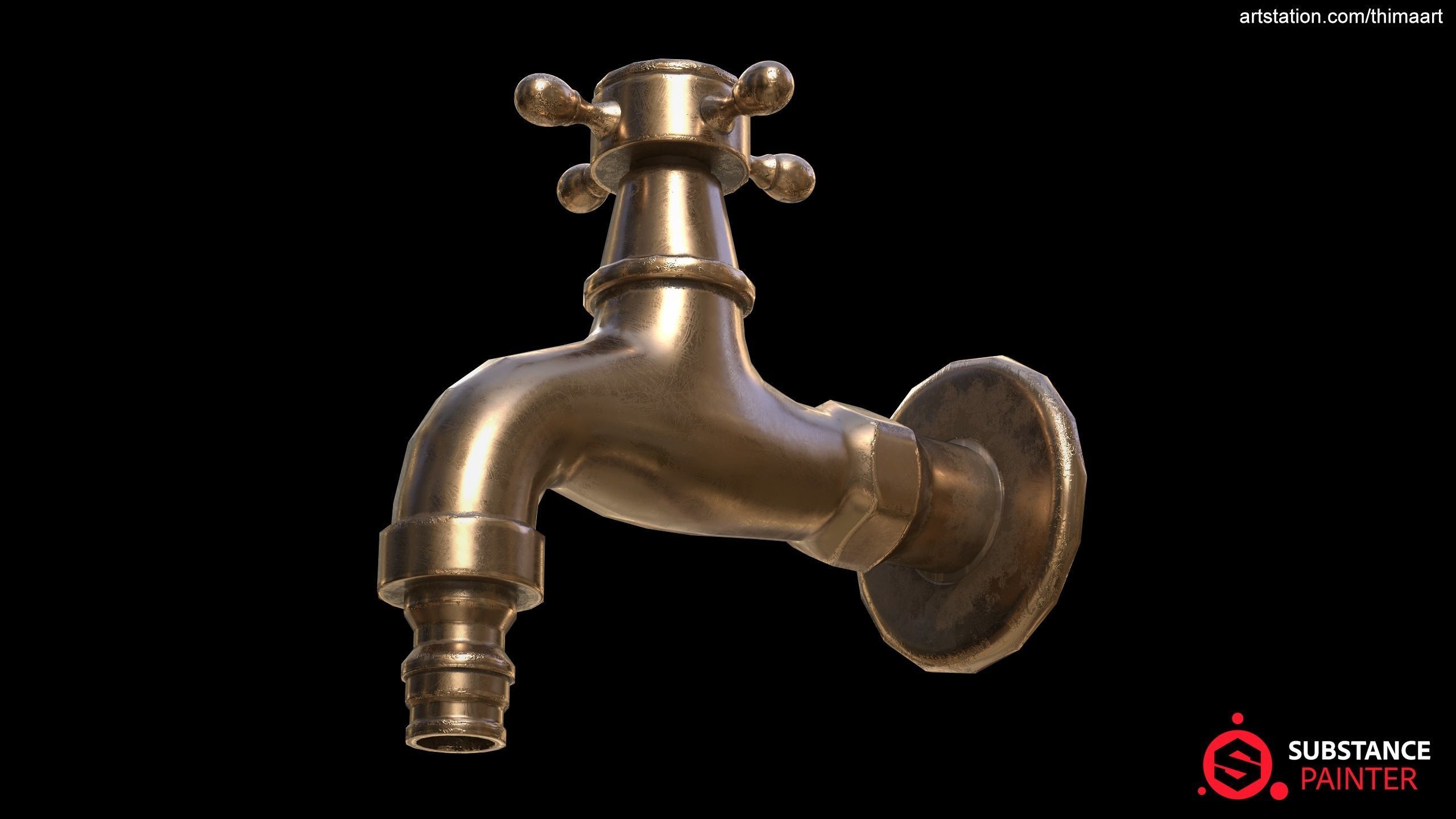 Golden Faucet 3D model_5