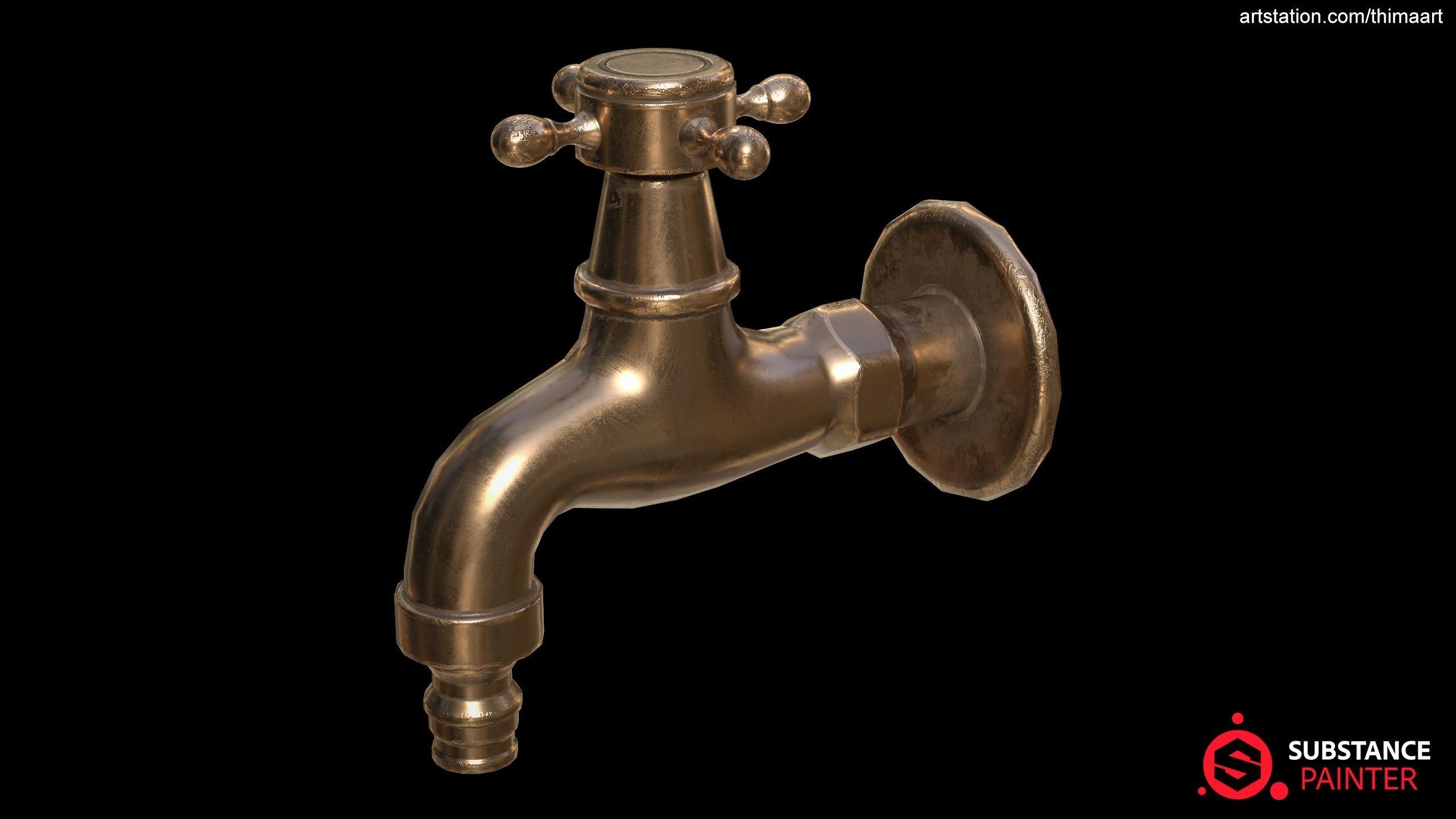 Golden Faucet 3D model_2