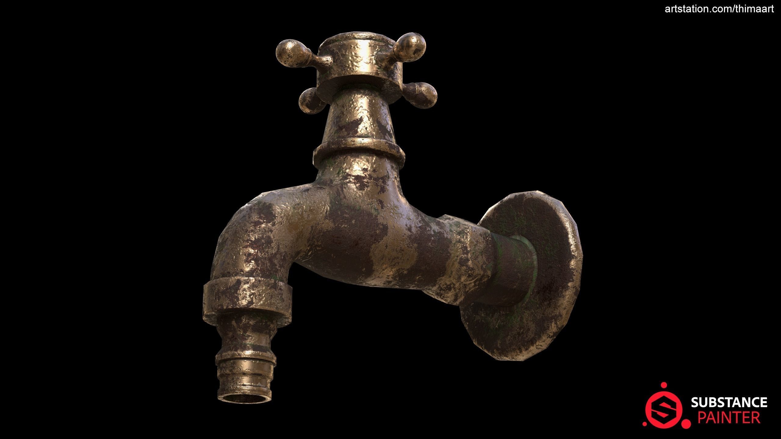 Golden Faucet 3D model_6